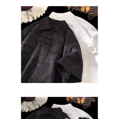 Áo sơ mi nam tay ngắn cổ điển Trung Quốc, silk cao cấp, làm áo khoác - 243.359 VND 7 Áo sơ mi nam tay ngắn cổ điển Trung Quốc, silk cao cấp, làm áo khoác - 243.359 VND 7