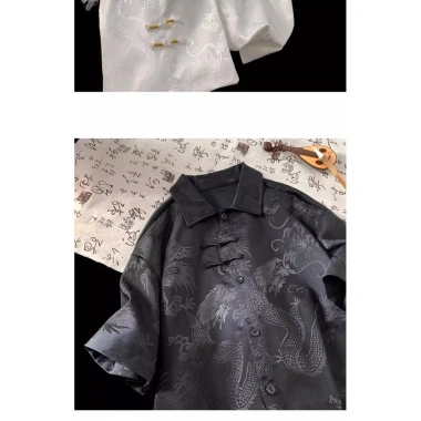 Áo sơ mi nam tay ngắn cổ điển Trung Quốc, silk cao cấp, làm áo khoác - 243.359 VND 9 Áo sơ mi nam tay ngắn cổ điển Trung Quốc, silk cao cấp, làm áo khoác - 243.359 VND 9