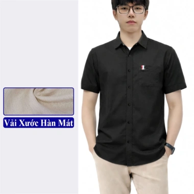 Áo sơ mi nam tay ngắn cổ đứng Vicenzo - Thô cotton mát, giảm 23% chỉ 165.000₫