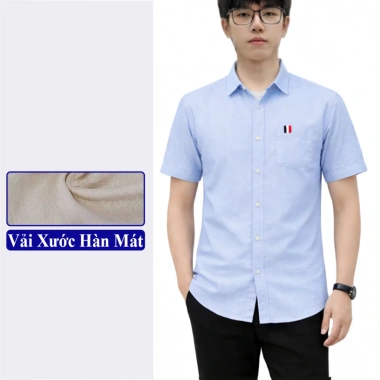 Áo sơ mi nam tay ngắn cổ đứng Vicenzo - Thô cotton mát, giảm 23% chỉ 165.000₫