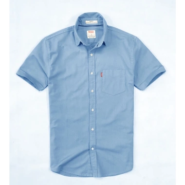 Áo sơ mi nam tay ngắn LVS Oxford xanh da trời - Giá chỉ 230k, phong cách lịch lãm
