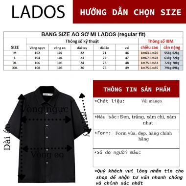 Áo sơ mi nam tay ngắn sang trọng vải mango chống nhăn, mát mẻ LADOS 28.110 Giá ưu đãi 144.000 VND
