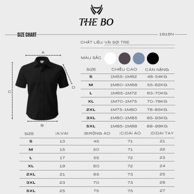 Áo sơ mi nam tay ngắn THE BO SMNDAN1.816 – Tôn dáng, lịch lãm, giảm còn 449.000₫