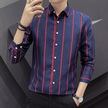 Áo sơ mi nam thời trang sọc nút dài tay, công sở mùa hè màu trắng - giá 117k