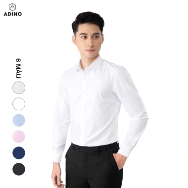 Áo sơ mi nam trắng dài tay ADINO vải nến lụa sợi sồi modal công sở trẻ trung 320k