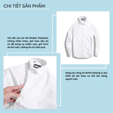 Áo sơ mi nam trắng dài tay ADINO vải nến lụa sợi sồi modal công sở trẻ trung 320k