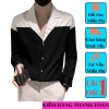Áo sơ mi nam trắng đen cổ vest lịch lãm sang chảnh, phù hợp tiệc & làm - 209.000đ