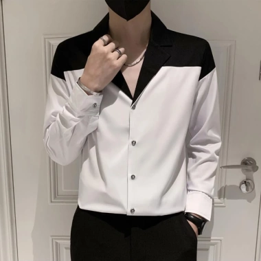 Áo sơ mi nam trắng đen cổ vest lịch lãm sang chảnh, phù hợp tiệc & làm - 209.000đ 2