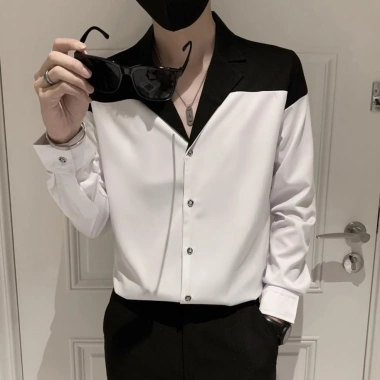 Áo sơ mi nam trắng đen cổ vest lịch lãm sang chảnh, phù hợp tiệc & làm - 209.000đ 4