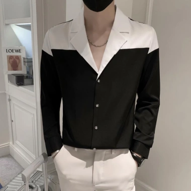 Áo sơ mi nam trắng đen cổ vest lịch lãm sang chảnh, phù hợp tiệc & làm - 209.000đ 5