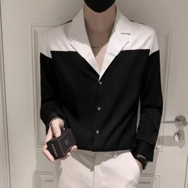Áo sơ mi nam trắng đen cổ vest lịch lãm sang chảnh, phù hợp tiệc & làm - 209.000đ 8