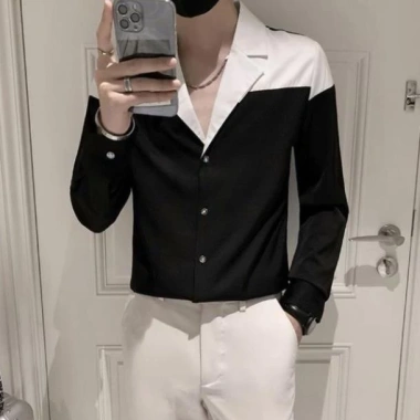 Áo sơ mi nam trắng đen cổ vest lịch lãm sang chảnh, phù hợp tiệc & làm - 209.000đ 10