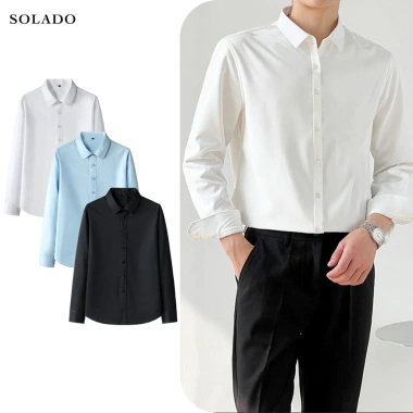 Áo sơ mi nam trắng SOLADO dài tay công sở lụa chống nhăn, thấm hút mồ hôi - 129k