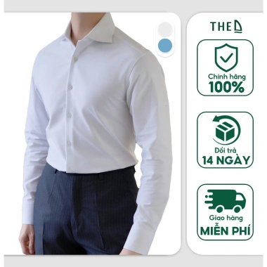 Áo sơ mi nam trắng THE D Regular Fit 100% cotton, lịch lãm, giảm giá 375.000₫