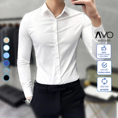 Áo sơ mi nam trơn Basic vải không nhăn cao cấp dài tay Avocado giá 96.500 VND