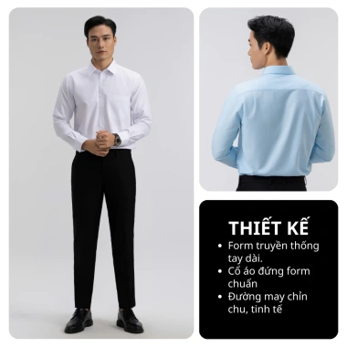 Áo sơ mi nam trơn dài tay truyền thống công sở, lịch lãm Vĩnh Tiến GTB 369 – giá 350.550₫
