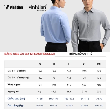 Áo sơ mi nam trơn dài tay truyền thống công sở, lịch lãm Vĩnh Tiến GTB 369 – giá 350.550₫