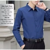 Áo sơ mi nam trơn LuxuryShopMen chất lụa thoáng mát, dài tay, form dáng slim vừa vặn - giá 239.000₫ 6