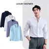 Áo sơ mi nam trơn LuxuryShopMen chất lụa thoáng mát, dài tay, form dáng slim vừa vặn - giá 239.000₫ 7