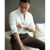 Áo sơ mi nam trơn LuxuryShopMen chất lụa thoáng mát, dài tay, form dáng slim vừa vặn - giá 239.000₫ 10