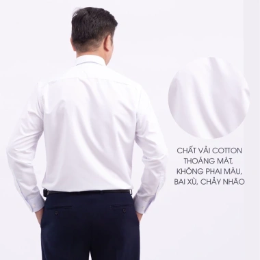 Áo sơ mi nam trung niên Cotini dài tay trắng, cotton cao cấp - 150.000 VND