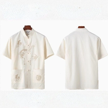 Áo sơ mi nam Trung Quốc thêu năm mới CNY, cổ Mandarin ngắn tay, giá 170.904 VND 6 Áo sơ mi nam Trung Quốc thêu năm mới CNY, cổ Mandarin ngắn tay, giá 170.904 VND 6