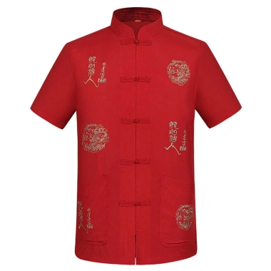 Áo sơ mi nam Trung Quốc thêu năm mới CNY, cổ Mandarin ngắn tay, giá 170.904 VND 10 Áo sơ mi nam Trung Quốc thêu năm mới CNY, cổ Mandarin ngắn tay, giá 170.904 VND 10