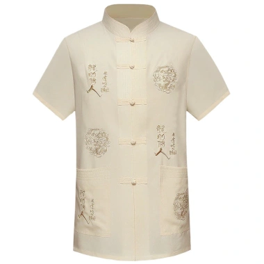 Áo sơ mi nam Trung Quốc thêu năm mới CNY, cổ Mandarin ngắn tay, giá 170.904 VND 12 Áo sơ mi nam Trung Quốc thêu năm mới CNY, cổ Mandarin ngắn tay, giá 170.904 VND 12