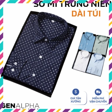 Áo Sơ Mi Nam Vải Lụa GENALPHA Cao Cấp Co Giãn Mềm Mịn Size Rộng Giá 189.000 VND