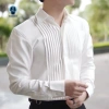 Áo sơ mi nam xếp li dài tay trắng đen form Hàn Quốc cotton mềm mịn - HL STORE 2