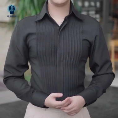 Áo sơ mi nam xếp li dài tay trắng đen form Hàn Quốc cotton mềm mịn - HL STORE 8