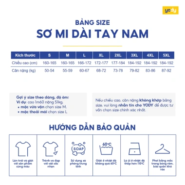 Áo sơ mi nam YODY dài tay slim-fit lụa nến mềm mịn, chống nhăn, túi tiện lợi - 229k 9