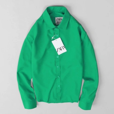 Áo sơ mi nam ZARA tay dài xanh lá cây, poplin lụa không nhăn - Giá 200.000đ, giảm 60k