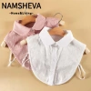 Áo sơ mi NAMSHEVA cổ giả ren cotton dây buộc, phụ kiện tháo rời điều chỉnh, giảm còn 88.884đ