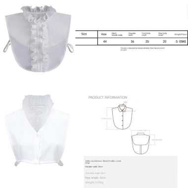 Áo sơ mi NAMSHEVA cổ giả ren cotton dây buộc, phụ kiện tháo rời điều chỉnh, giảm còn 88.884đ 2