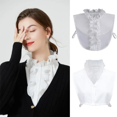 Áo sơ mi NAMSHEVA cổ giả ren cotton dây buộc, phụ kiện tháo rời điều chỉnh, giảm còn 88.884đ 5