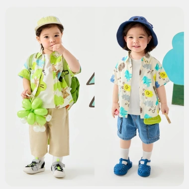Áo sơ mi ngắn tay bé trai Minibala mùa hè, mềm mại thoáng khí, thân thiện da, thích hợp ngoài trời - 440.640₫ 2