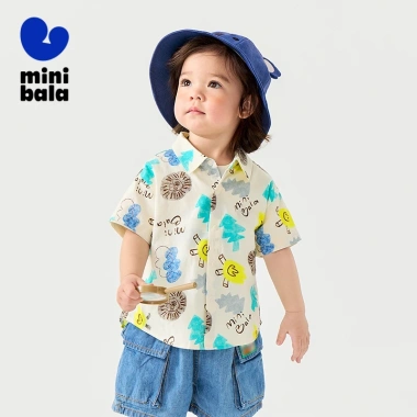 Áo sơ mi ngắn tay bé trai Minibala mùa hè, mềm mại thoáng khí, thân thiện da, thích hợp ngoài trời - 440.640₫ 4