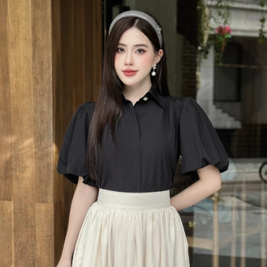 Áo sơ mi ngắn tay bồng LACHI LC-SM20 cổ bẻ tay lỡ, chất thô mềm mát, dễ phối đồ 179k
