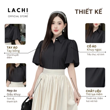 Áo sơ mi ngắn tay bồng LACHI LC-SM20 cổ bẻ tay lỡ, chất thô mềm mát, dễ phối đồ 179k