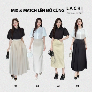 Áo sơ mi ngắn tay bồng LACHI LC-SM20 cổ bẻ tay lỡ, chất thô mềm mát, dễ phối đồ 179k