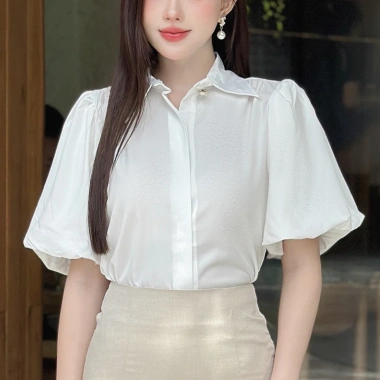 Áo sơ mi ngắn tay bồng LACHI LC-SM20 cổ bẻ tay lỡ, chất thô mềm mát, dễ phối đồ 179k