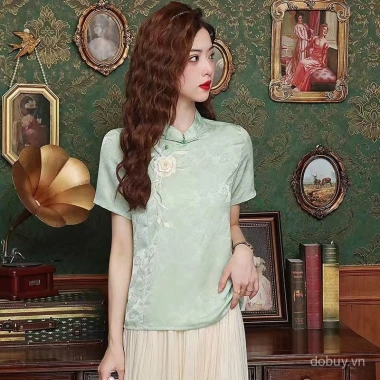 Áo sơ mi ngắn tay cổ đứng phong cách Trung Quốc buộc nút, thêu Jacquard - Mùa hè 2.025 giảm giá 20% chỉ 271.988₫ 4 Áo sơ mi ngắn tay cổ đứng phong cách Trung Quốc buộc nút, thêu Jacquard - Mùa hè 2.025 giảm giá 20% chỉ 271.988₫ 4