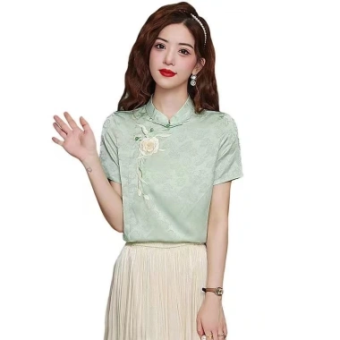 Áo sơ mi ngắn tay cổ đứng phong cách Trung Quốc buộc nút, thêu Jacquard - Mùa hè 2.025 giảm giá 20% chỉ 271.988₫ 9 Áo sơ mi ngắn tay cổ đứng phong cách Trung Quốc buộc nút, thêu Jacquard - Mùa hè 2.025 giảm giá 20% chỉ 271.988₫ 9