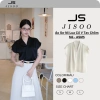 Áo sơ mi ngắn tay hến cổ V JISOO FASHIONS rộng, lụa cao cấp mềm mịn - công sở 69.000₫
