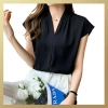 Áo sơ mi ngắn tay hến cổ V JISOO FASHIONS rộng, lụa cao cấp mềm mịn - công sở 69.000₫ 5
