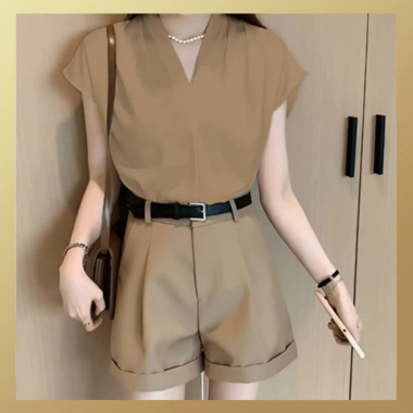Áo sơ mi ngắn tay hến cổ V JISOO FASHIONS rộng, lụa cao cấp mềm mịn - công sở 69.000₫ 6