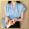 Áo sơ mi ngắn tay hến cổ V JISOO FASHIONS rộng, lụa cao cấp mềm mịn - công sở 69.000₫ 7