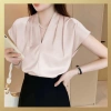 Áo sơ mi ngắn tay hến cổ V JISOO FASHIONS rộng, lụa cao cấp mềm mịn - công sở 69.000₫ 8