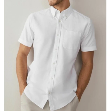 Áo Sơ Mi Ngắn Tay Hippolis Trắng Oxford Cotton Mềm Mát, Đứng Phom – 331.200₫